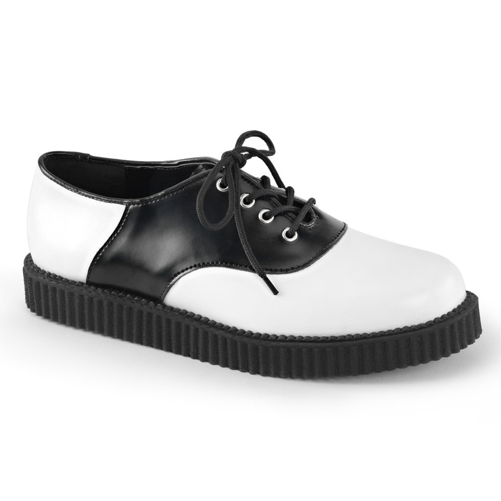 Creepers Demonia Creeper 606 Cuir Homme - Blanche/Noir 43765-MRGB